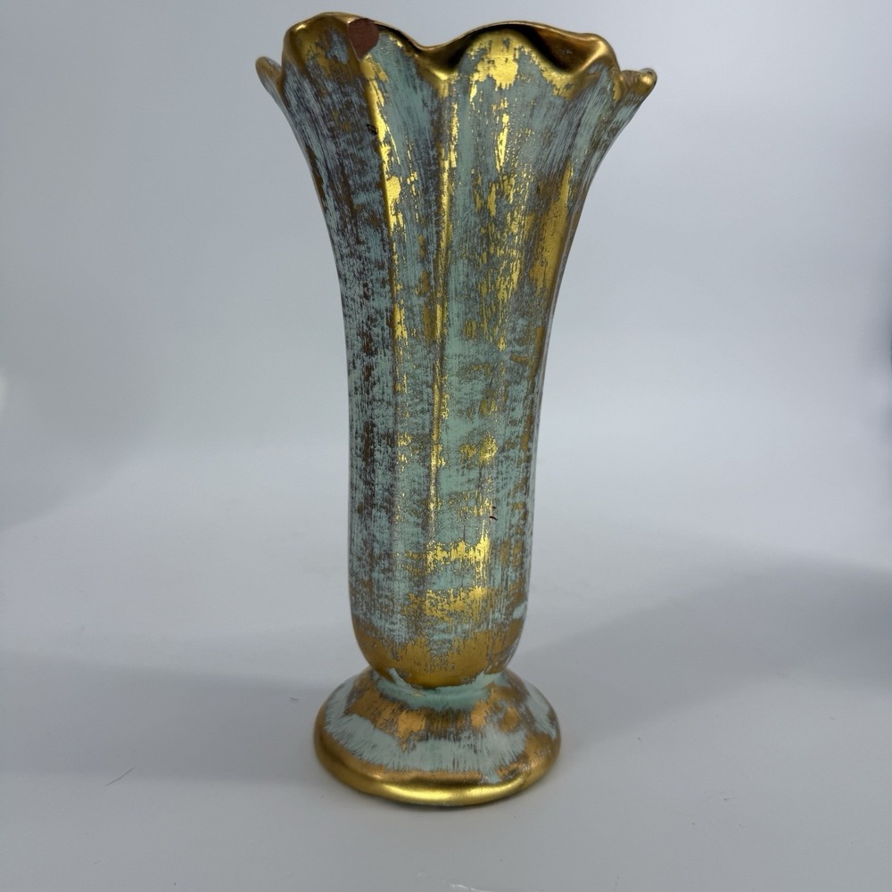 Vintage STANGL POTTERY 1905 Antique Gold Hand‎ Painted  Pottery Vase